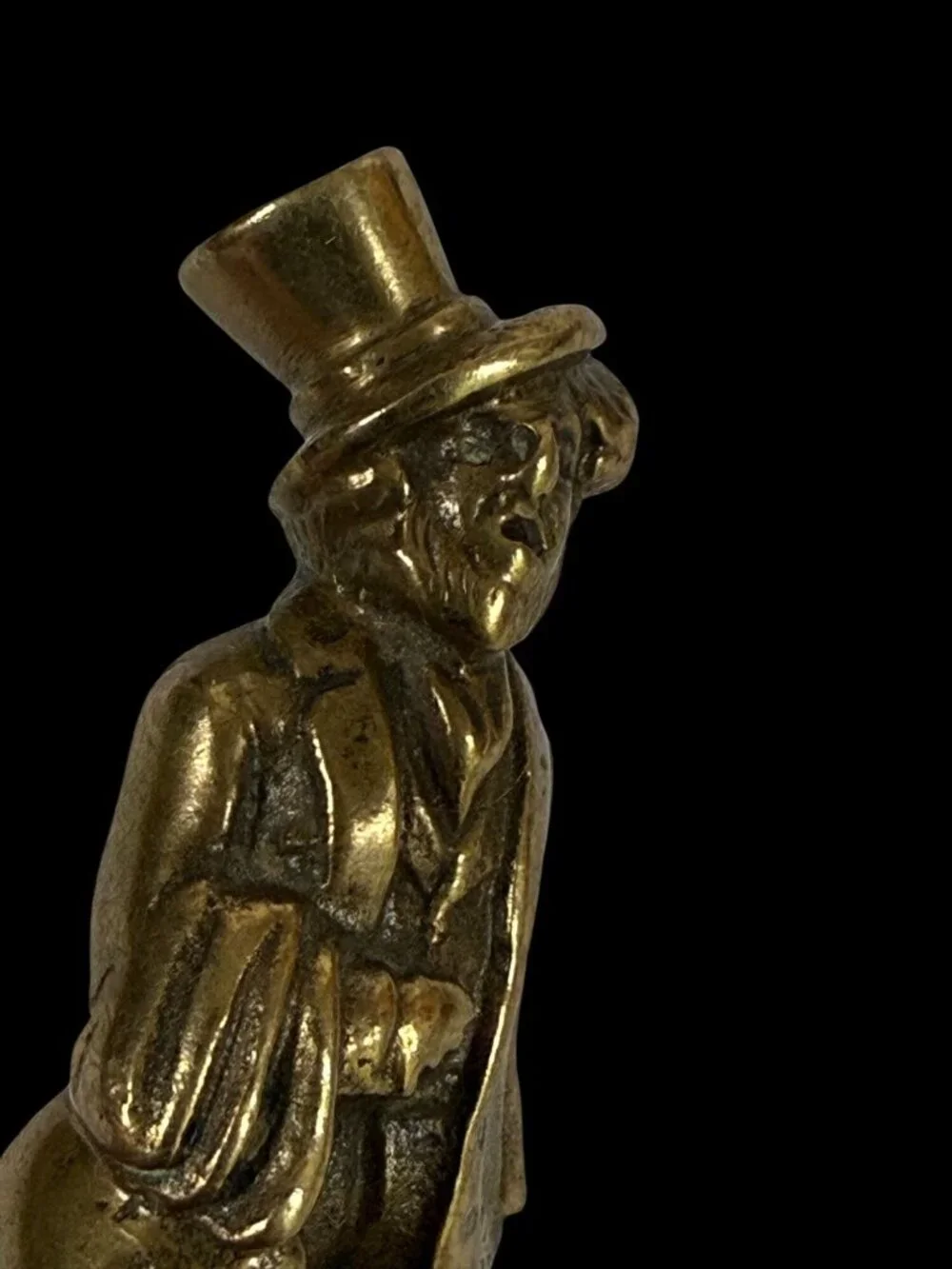 Vintage Brass Gentleman Figurine Top Hat Decor Statue Dickens? Trinket Shelf